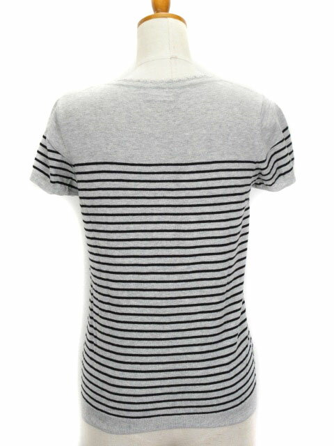 【中古】テチチ Te chichi カーディガン ニット ボーダー レース 半袖 M グレー レディース 【ベクトル 古着】 200219 ベクトルプレミアム店