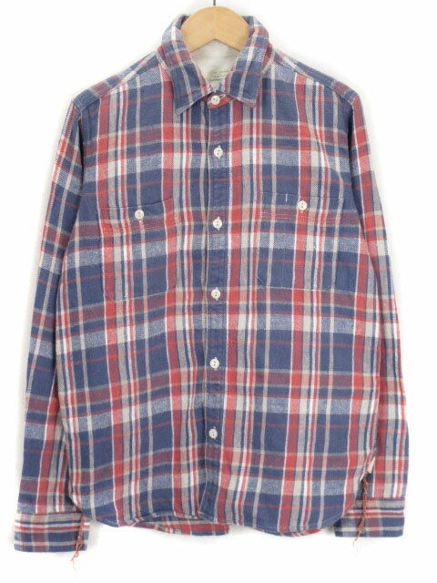 【中古】ジャーナルスタンダード レリューム JOURNAL STANDARD relume RE-COLOR CHECK BOYS WORK カラーチェック ボーイズワークシャツ 2 青 ブルー ピンク 【ベクトル 古着】 221212