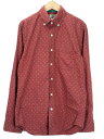【中古】ジェイクルー J.CREW シャツ ボタンダウン 総柄 長袖 XS 赤 レッド 茶 ブラウン メンズ 【ベクトル 古着】 221225