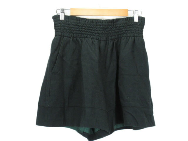 【中古】ボンメルスリー BON MERCERIE ショートパンツ キュロット ギャザー ウール 38 緑 グリーン レディース 【ベクトル 古着】 230115