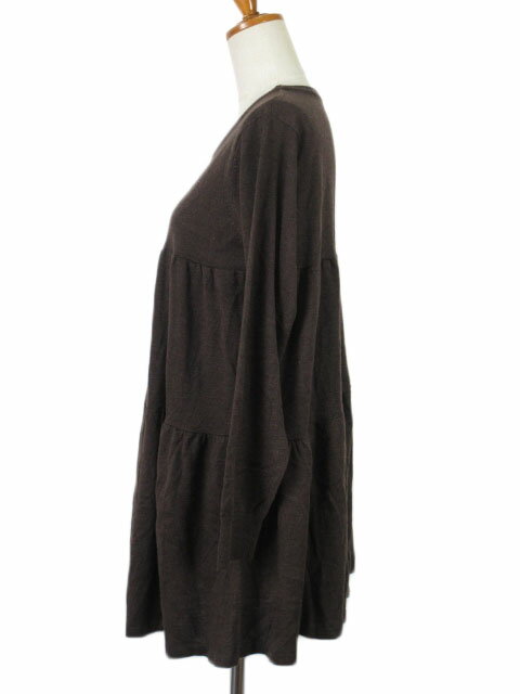 【中古】ミズイロインド mizuiro ind カットソー チュニック ニット プルオーバー ギャザー 茶 ブラウン レディース 【ベクトル 古着】 200711 ベクトルプレミアム店
