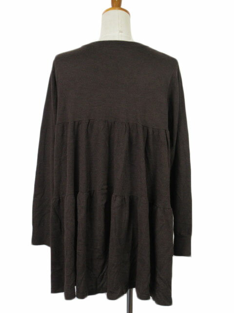 【中古】ミズイロインド mizuiro ind カットソー チュニック ニット プルオーバー ギャザー 茶 ブラウン レディース 【ベクトル 古着】 200711 ベクトルプレミアム店