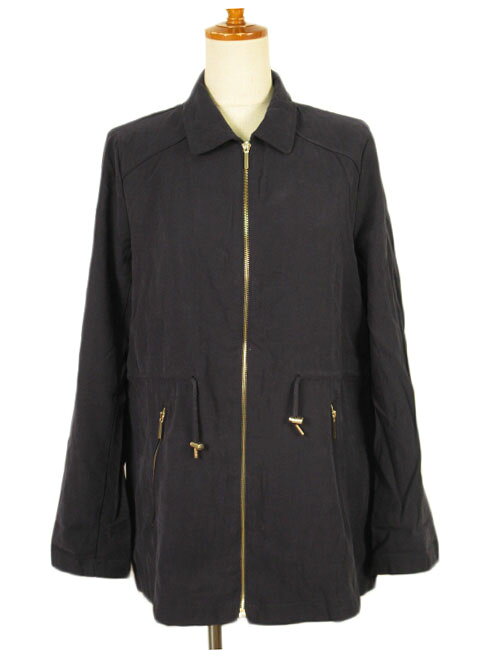【中古】ザラ ベーシック ZARA BASIC ジャケット ジップアップ ドロスト レーヨン S 紺 ネイビー レディース 【ベクトル 古着】 230122