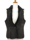 【中古】ロシャス ROCHAS ジャケット ベスト スエード レザー ムートン 羊革 ファー 9 茶 ブラウン レディース 【ベクトル 古着】 240819