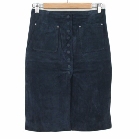 【中古】マンゴ MNG スカート タイト ピッグレザー スエード 36 紺 ネイビー 【ベクトル 古着】 210114 ベクトルプレミアム店