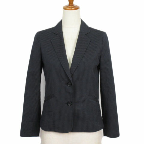 【中古】リミテッドエディション LIMITED EDITION ジャケット テーラード ストライプ 36 紺 ネイビー レディース 【ベクトル 古着】 241018