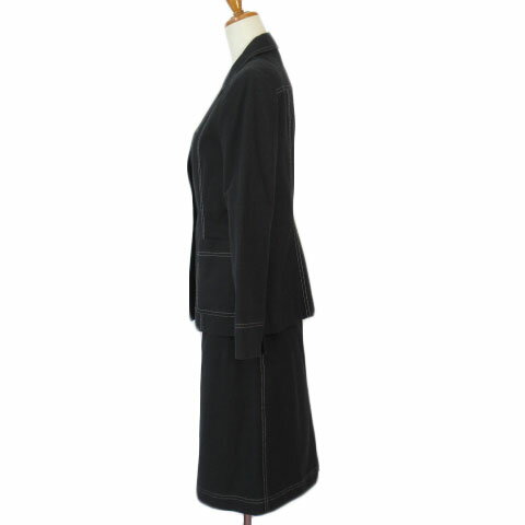 【中古】レリアン Leilian スーツ ジャケット スカート ステッチ ラメ 9 黒 ブラック レディース 【ベクトル 古着】 210415 2