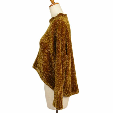 【中古】ザラ ZARA カットソー モールニット ボトルネック M 茶 ブラウン レディース 【ベクトル 古着】 210412