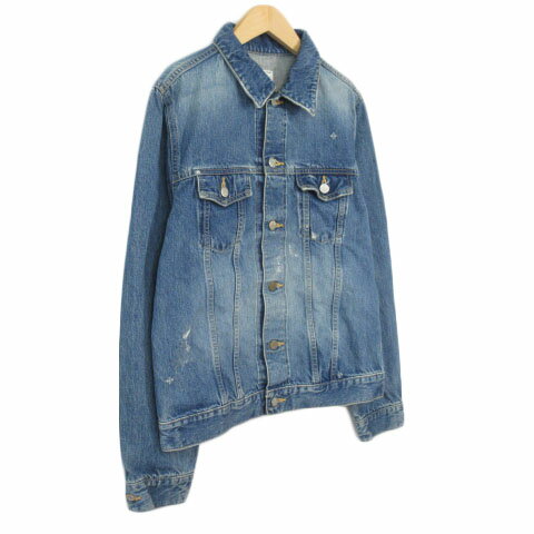 【中古】ティーディー Tee Dee ジャケット デニム Gジャン クラシュ加工 M 青 ブルー メンズ 【ベクトル 古着】 241027