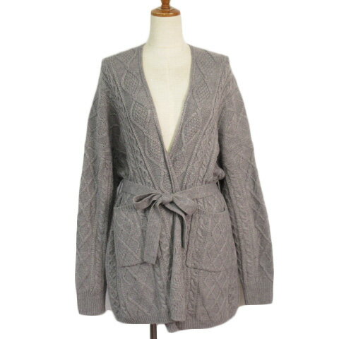 【中古】haco! ハコ カーディガン ニット ケーブル編み ウール混 M グレー レディース 【ベクトル 古着】 210715
