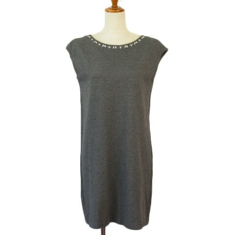 【中古】ユナイテッドアローズ UNITED ARROWS CLOSET STORY ワンピース プルオーバー ビジュー ノースリーブ グレー レディース 【ベクトル 古着】 210722(4)