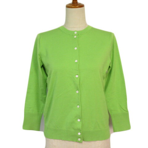 【中古】ジェイクルー J.CREW カーディガン ニット クルーネック 七分袖 S 緑 グリーン レディース 【ベクトル 古着】 210824