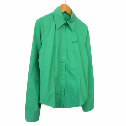 【中古】アンドレルチアーノ ANDRELUCIANO シャツ ブロード ストレッチ 長袖 緑 グリーン レディース 【ベクトル 古着】 211110