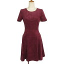【中古】ビーシービージーマックスアズリア BCBGMAXAZRIA ワンピース フレア フェイクスエード 半袖 0 ボルドー レディース 【ベクトル 古着】 250209(4)