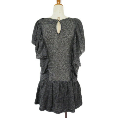 【中古】ローズバッド ROSE BUD dressing up カットソー チュニック ニット フリル モチーフ ウール混 F グレー レディース 【ベクトル 古着】 220201