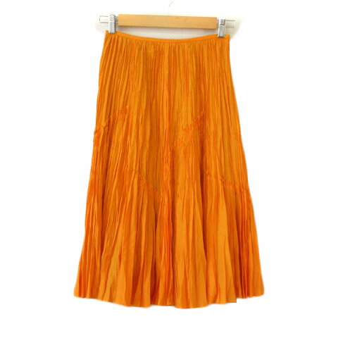 【中古】シビラ SYBILLA スカート フレア プリーツ クリンクル M オレンジ レディース 【ベクトル 古着】 220202