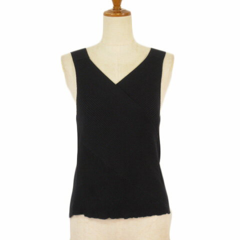 【中古】ロートレアモン LAUTREAMONT タンクトップ リブニット カシュクール コットン 38 黒 ブラック レディース 【ベクトル 古着】 220203