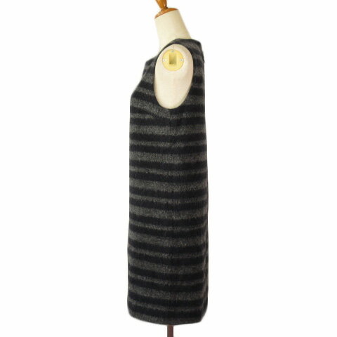 【中古】エムケー ミッシェルクラン MK MICHEL KLEIN ワンピース ボーダー シャギー ノースリーブ 38 グレー レディース 【ベクトル 古着】 220302