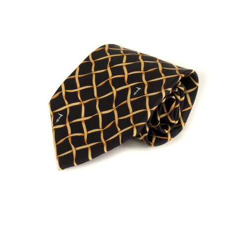 TRUSSARDI - 【中古】トラサルディ TRUSSARDI ネクタイ 総柄 シルク イタリア製 黒 ブラック メンズ 【ベクトル 古着】 220324
