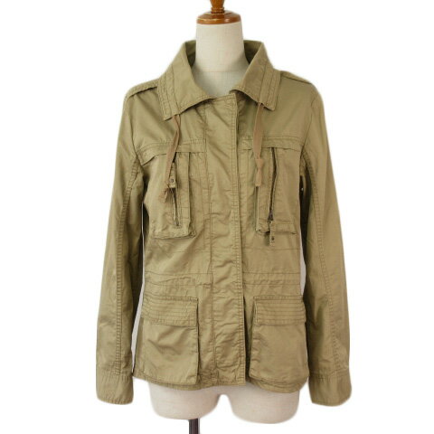 【中古】エディーバウアー EDDIE BAUER サファリジャケット コットン S ベージュ カーキ レディース 【ベクトル 古着】 220402