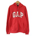 【中古】ギャップ GAP パーカー ジップアップ スウェット 裏起毛 S 赤 レッド メンズ 【ベクトル 古着】 220514