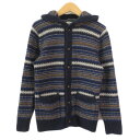【中古】B&Y ユナイテッドアローズ BEAUTY&YOUTH ビューティー&ユース フェアアイル フード カーディガン M 紺 ネイビー メンズ 【ベクトル ...