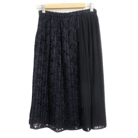 【中古】マーキュリーデュオ MERCURYDUO コードレースプリーツスカート F 紺 ネイビー レディース 【ベクトル 古着】 220807