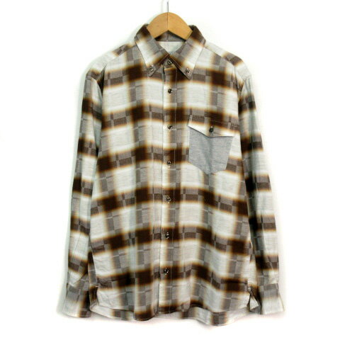 【中古】シンプルライフ SIMPLE LIFE シャツ ボタンダウン チェック長袖 M 茶 ブラウン メンズ 【ベクトル 古着】 221005