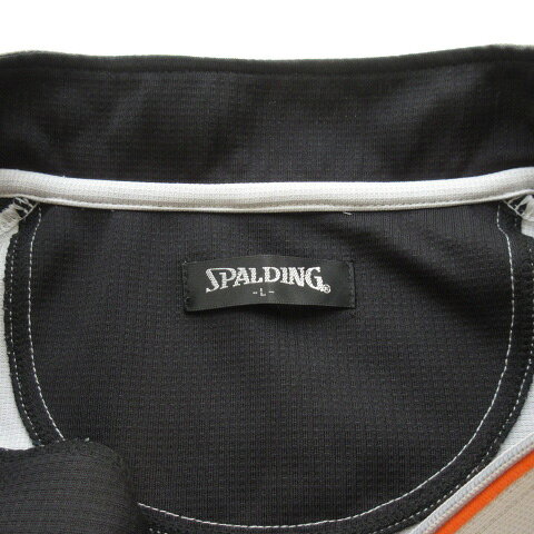 【中古】スポルディング SPALDING カットソー ハーフジップ 長袖 L グレー メンズ 【ベクトル 古着】 221012
