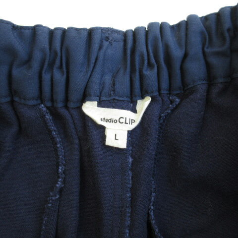 【中古】スタディオクリップ Studio Clip コットンカツラギタックワイドパンツ L 紺 ネイビー レディース 【ベクトル 古着】 221102