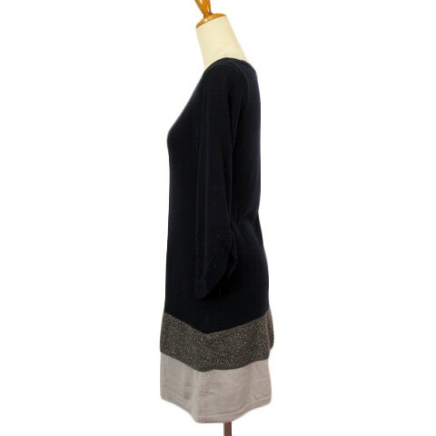 【中古】アー・ヴェ・ヴェスタンダード ミッシェルクラン a.v.v standard ワンピース ニット プルオーバー ラメ M 紺 ネイビー レディース 【ベクトル 古着】 221211