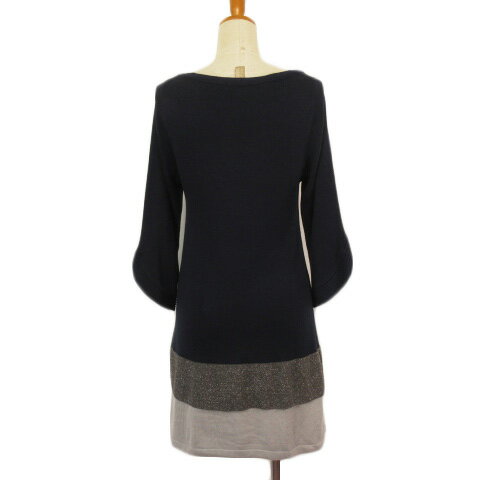 【中古】アー・ヴェ・ヴェスタンダード ミッシェルクラン a.v.v standard ワンピース ニット プルオーバー ラメ M 紺 ネイビー レディース 【ベクトル 古着】 221211