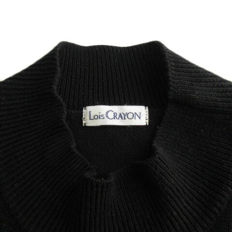 【中古】ロイスクレヨン Lois CRAYON カットソー ニット ハイネック ライン 半袖 M 黒 ブラック レディース 【ベクトル 古着】 221203