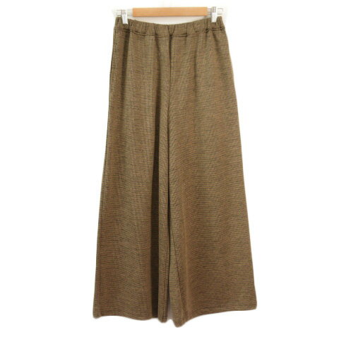 【中古】ヒロコビス HIROKO BIS essentiel ハウンドトゥースワイドパンツ 11 ベージュ レディース 【ベクトル 古着】 230311