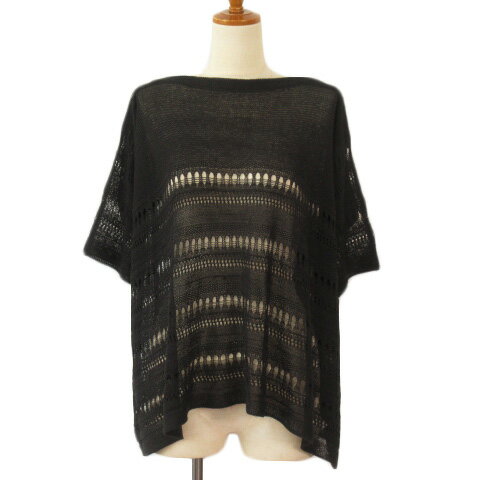 【中古】Provador 麻布プロパドール カットソー カーディガン 2way ニット 透かし編み M 黒 ブラック レディース 【ベクトル 古着】 230418(4)