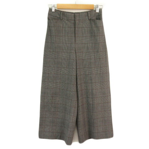 Nylon, Rayon, Polyester - 【中古】ラエフ la.f... HAUTEC パンツ ワイド チェック クロップド 2S グレー レディース 【ベクトル 古着】 230615