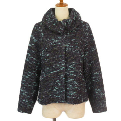【中古】ジャンニ ロ ジュディチェ GIANNI LO GIUDICE ジャケット コート ツイード 42 紫 パープル レディース 【ベクトル 古着】 230802