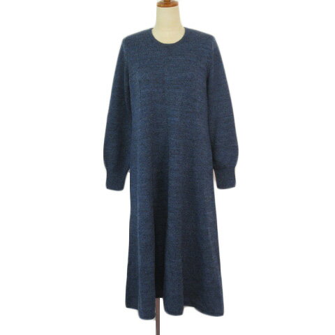 【中古】クリスチャンオジャール CHRISTIAN AUJARD ワンピース フレア ニット ウール混 9AT 青 ブルー レディース 【ベクトル 古着】 230802