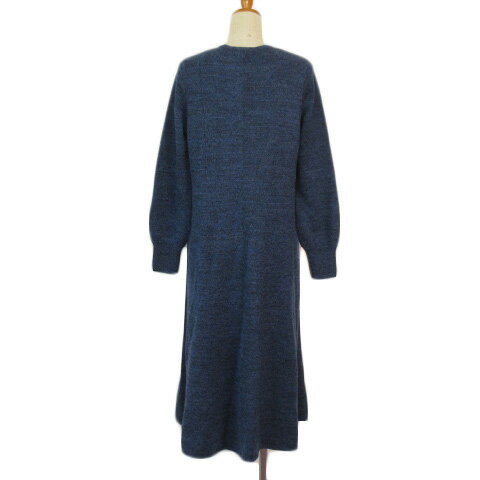 【中古】クリスチャンオジャール CHRISTIAN AUJARD ワンピース フレア ニット ウール混 9AT 青 ブルー レディース 【ベクトル 古着】 230802