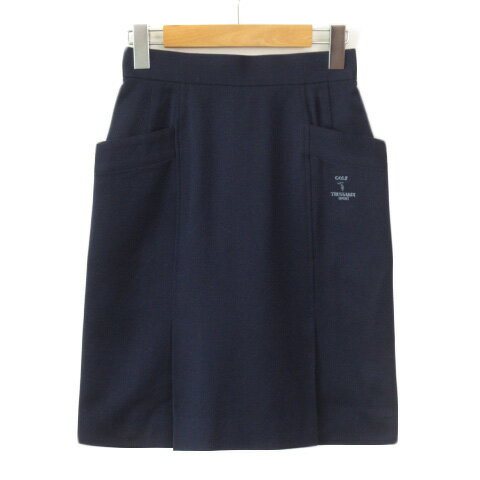 【中古】トラサルディ TRUSSARDI SPORT スカート タック ウール 40 紺 ネイビー レディース 【ベクトル 古着】 230830(4)
