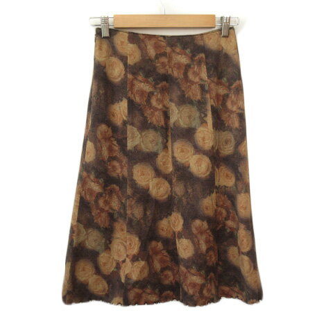 【中古】キャサリンロス KATHARINE ROSS スカート フレア 花柄 メロウ ウール MA 茶 ブラウン レディース 【ベクトル 古着】 231018