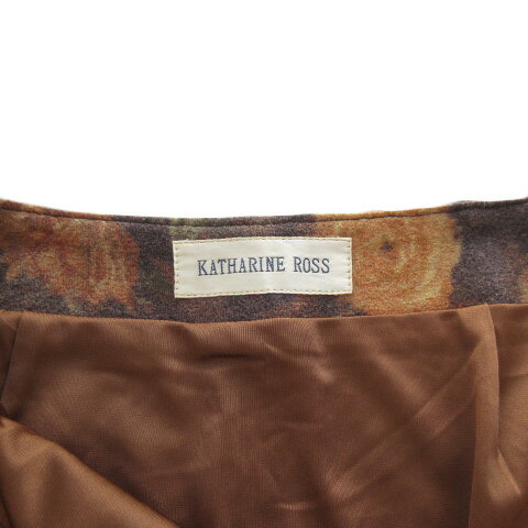 【中古】キャサリンロス KATHARINE ROSS スカート フレア 花柄 メロウ ウール MA 茶 ブラウン レディース 【ベクトル 古着】 231018