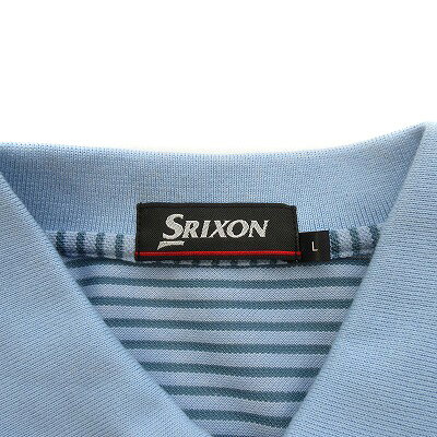 【中古】スリクソン SRIXON ポロシャツ ジップアップ ボーダー ロゴ L 青 ブルー メンズ 【ベクトル 古着】 240226