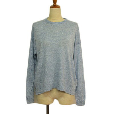 【中古】ヒューマンウーマン HUMAN WOMAN カットソー ニット クルーネック リネン ウール M 青 ブルー レディース 【ベクトル 古着】 240331