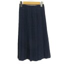 【中古】ハナエモリ HANAE MORI VIVID レトロ スカート プリーツ ロゴ サテン 7 紺 ネイビー レディース 【ベクトル 古着】 240331