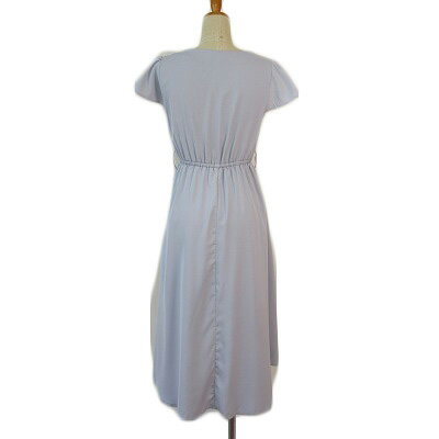 【中古】トッコクローゼット tocco closet ワンピース フレア フラワーモチーフ フリル 半袖 M～L 青 ブルー レディース 【ベクトル 古着】 240420