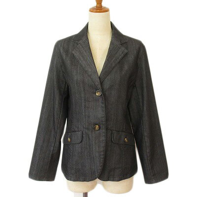 【中古】クロコダイル CROCODILE ジャケット テーラード デニム ストレッチ L 黒 ブラック レディース 【ベクトル 古着】 240528(4)