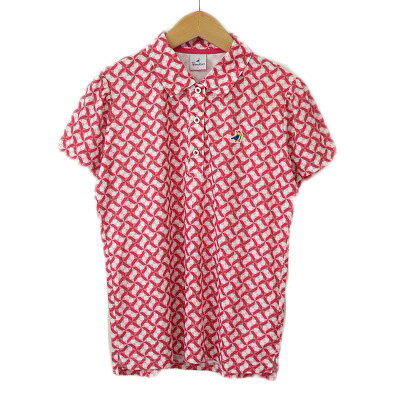 【中古】パラディーゾ PARADISO ゴルフ ポロシャツ 総柄 半袖 L 赤 レッド レディース 【ベクトル 古着】 240701