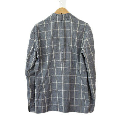 【中古】トゥモローランド TOMORROWLAND サマージャケット チェック コットン シルク 44 紺 ネイビー メンズ 【ベクトル 古着】 240903