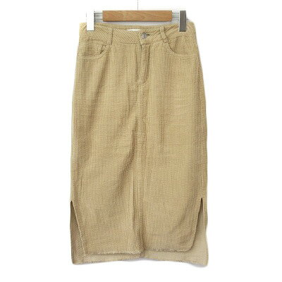 【中古】ザラ ZARA スカート コーデュロイ スリット カットオフ S ベージュ レディース 【ベクトル 古着】 241110